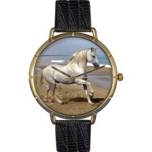 Whimsical Watches Unisex Andalusian Horse Photo Watch with Black Leather