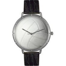 Whimsical Watches Women s Volleyball Lover Quartz Black Leather Strap Watch