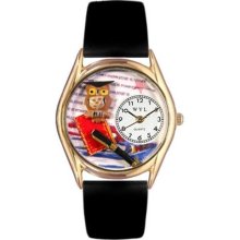 Whimsical Womens Knowledge Is Power Black Leather And Goldtone Wa ...