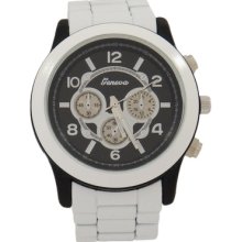 White And Black Geneva Watch Oversized For Women Or Men