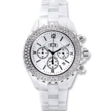 White Ceramic Couture Watch with Cubic Zirconia