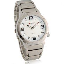 White Curren 8111 Water Resistance Stylish Analog Watch With Alloy Strap