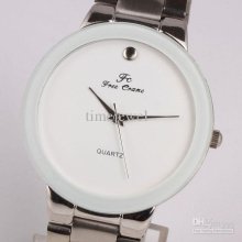 White Dial Round Point Silver Stainless Steel Band Men's Watches Stl