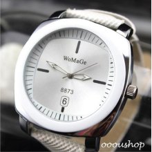 White Hours Dial Analog Elegant Woman Lady Fashion Leather Wrist Watch C023w