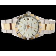 White stick dial pearl master diamond date just watch oyster SS & gold bracelt