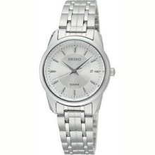 Women`s Seiko Classic Silver Expansion Bracelet Watch W/ Round Dial