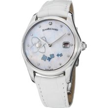 Women's Bressel White Diamond Grey MOP Dial White Genuine Genuine ...