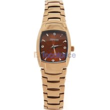 Women's Crystal Dial Bracelet Quartz Watch (Golden)