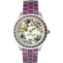 Women's ed hardy red bella crystallized watch be-rd