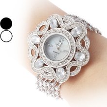 Women's Fashionable Style Steel Analog Quartz Bracelet Watch (Silver)