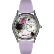 Women's February Purple Leather and Silvertone Watch in Silver ...