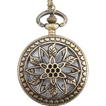 Women's Flower Alloy Analog Quartz Pocket Watch (Bronze)