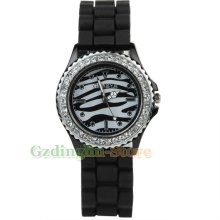 Womens Mens Gel Silicone Crystal Jelly Sport Quartz Watch Classic 5 Colors 8809