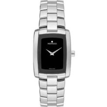 Women's Movado Eliro Black Dial Silver Tone Stainless Steel Watch 0605378