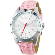 Womens Quartz Powered Stainless Steel Leather Band Casual Watch (Pink) - Pink - Leather