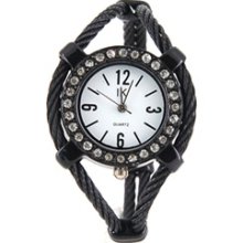 Women's Quartz Wrist Watch with Diamond Decoration (White)