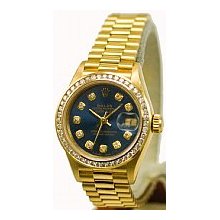 Women's Rolex President Navy Blue Diamond Dial/Yellow Gold - Preowned