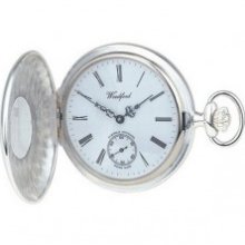 Woodford Sterling Silver Engine Turned Pocket Watch