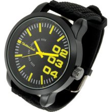 Yellow Big Number Black Face & Jelly Rubber Band Bracelet Watch