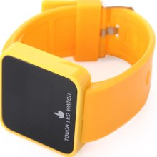 Yellow Led Digital Touch Screen Colorful Silicone Date Unisex Sport Wrist Watch