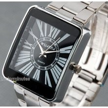 1 Pcs In 3 Color Unisex Men Lady Color Face Quartz Stainless Steel Wrist Watch