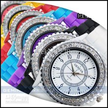 100pcs High-quality Diamond Silicone Watch Fashion Sport Watches Wri