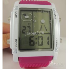 10pcs Dual Display New Rectangle Digital Mix Colour Unisex Watch Wit