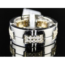 14k 2 Tone Mens Womens Diamond Wedding Flexible Designer Round Band Ring 3/4 Ct