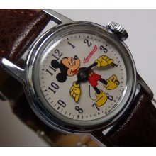 1960's Ingersol-Timex Mickey Mouse Silver Watch - Rare