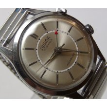 1960's Swank Men's Alarm Swiss Made 17Jwl Silver Watch w/ Silver Bracelet