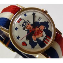 1970' Uncle Sam Election Gold Calendar Watch - Near Mint Condition