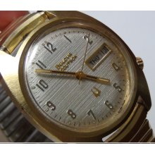 1974 Bulova Accutron 10K Gold Men's Dual Calendar 2182 Watch