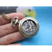 1pc antiqued bronze hungary game bird pocket watch clock charms--moving--battery included(no chains)