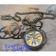 2011 Vintage Mens/ladies Sliver Case Elegant Quartz Pocket Watch Fre