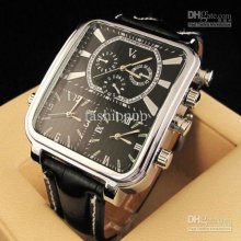 2012 Fashion Men Watches Square Personality Dial Watch 3 Time Zones