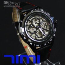 2012 Hotsale Automatic Mens Black New Skeleton Mechanical Watch