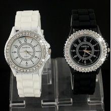 2013hotnew(2pcs) Geneva Designer Style Crystal Bezel Women's Bracelet Watches