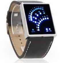 29 Blue And Red Led Sector Pattern Led Wrist Watch