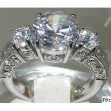 3.0+ct 3 Stones Brilliant & Princess Cut Ring * Sz 7 *