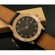 44mm Parnis Black Dial Golden Plate Case Automatic Mens Dateadjust Watch P416