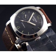 44mm Parnis Pam Style Sandwich Dial Gmt Automatic Mens Watch Domed Glass Pn354