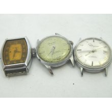 4u2fix Lot Of 3 Mechanical Ingraham Wristwatches 17j Not Running Stainless Steel