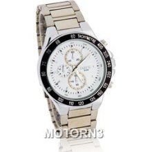 8109 Stylish Design White Dial Watch with Stainless Steel Strap (Silv