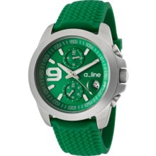 a_line Watches Women's Aroha Chronograph Green Dial Green Silicone Gr