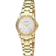 Accurist Ladies Crystal Set Bracelet Watch With Mother Of Pearl Dial Lb1745p