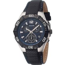 Accurist Men's Quartz Watch With Blue Dial Chronograph Display And Black Leather Strap Ms832n