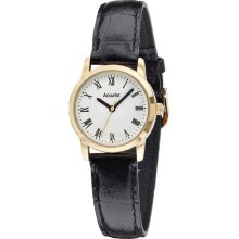 Accurist Women's Quartz Watch With White Dial Analogue Display And Black Leather Strap Ls675wr