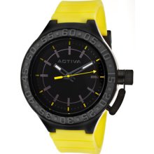 Activa Watches Men's Black Dial Yellow Polyurethane Yellow Polyuretha