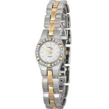 Adele Ultra All Out White Dial Crystal Accented Bezel Two-tone Bracelet Watch