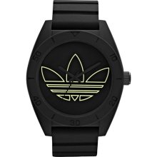 adidas Originals 'Santiago XL' Silicone Strap Watch Black/ Luminescent